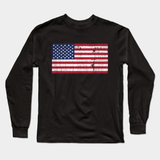 4th of July, Retro Vintage American Flag Long Sleeve T-Shirt